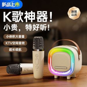 Portable Wireless Bluetooth Mic Childrens Speaker Outdoor Home KTV Stereo Sound Box Handheld Singing Amplifier
