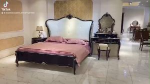 GIƯỜNG NGỦ TÂN CỔ ĐIỂN GỖ TỰ NHIÊN DA KEM PHONG CÁCH CHÂU ÂU 2807LP