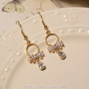 Handmade Fashion Earrings Luxury Vintage Butterfly Knot Crystal Alloy for Commuting Womens Jewelry South Miss Handmade
