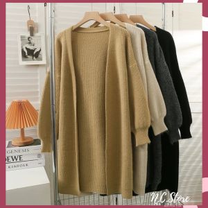 Áo Khoác Len Tăm Pha Lông Thỏ Tay Bom Siêu Xinh