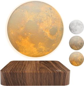 Levitating Moon Lamp 3 Colors Floating Moon Lamp Spinning 3D Printing Magnetic Moon Night Light Unique Lamps Floating Globe - Cool Tech Gadgets Birthday Holiday Anniversary Christmas Gift