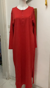 STARWEAR Tunik Maxi Dress Merah dengan Resleting Samping dan Saku