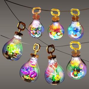 QIZHILE ดอกไม้ ตัวต่อ มีไฟ ให้แฟน หลอดไฟ โมเดล Flower Building Blocks ตัวต่อ ชุด ดอกไม้