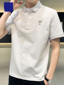 ROMON | Lormen Mens Short Sleeve T-Shirt Summer Thin Business Casual With Collar Embroidery Polo Shirt Ice Silk Mens Fashion T-Shirt