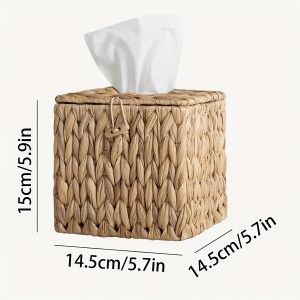 Boho Style Woven Tissue Box with Lid! Natural fiber snap - closure multi - scene use storage & decor all - in - one