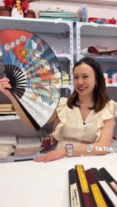 พัดจีน พัดมังกร พัดไม้ไผ่ พัดลายจีนโบราณ (มีทั้งหมด 7 ลาย)