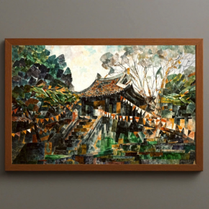 Tranh Nghệ thuật "Chùa Một Cột Ở Hà Nội" VIETSMART ART - Sơn dầu trên toan vải 60 x 90cm