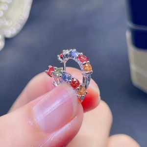 Eardrop Frame Womens Round 3 * 3mm Colored Gems Pearl Ear Clip