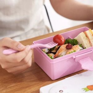 Tempat Makan Anak 2 Sekat Lunch Box Bear Rabbit Motif Kelinci Beruang Kotak Bekal Makan Anak