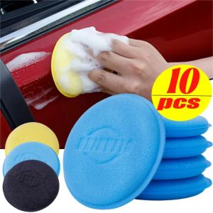【Pphha】10Pcs Round Car Wash Sponge Waxing Polish Foam Applicator High Density Soft Circular Cleaning Pad Auto Detailing Tool