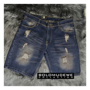 Celana Pendek Jeans Sobek Pria Dewasa Celana Sobek Distro Non Streach Casual Reguler Denim Vintage