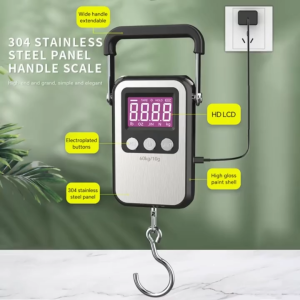 304 Stainless Steel Luggage Scale 60kg/10g Weight Electronic Luggage Scale USB Charging Portable Weighing Balance Tool