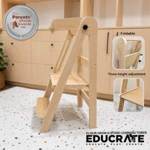 Educrateph Elisha (Foldable and Adjustable) Learning Tower Kitchen Helper Montessori Stool ASSEMBLY REQUIRED