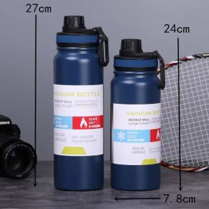 600ml/800ml/1L thermos bottle double layer vacuum insulation stainless steel water bottle hot and cold portable