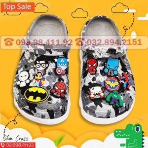 Dép Cross Họa Tiết Vảy Sơn Rằn Ri Trắng Tặng Thêm 12 Sticker Giày Bít Mũi Đế TRắng Răng Cưa Chống Mài Nòn Đi Chơi Mẫu Năng Động