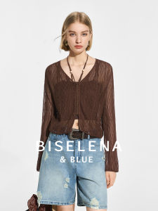 BEIQIANI | Bohemian V-Neck Drawstring Fitted Knit Top for Summer