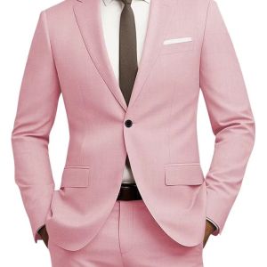2 Pieces Fashion New Mens Business Single Breasted Solid Color Suit Coat / Male Slim Wedding Blazers Jacket Pants Trousers