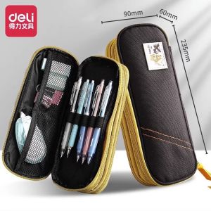 Túi Đựng Bút Chì Deli Canvas Dung Tích Lớn Cho Học Sinh Tiểu Học Nam Túi Đựng Đồ Dùng Học Tập Đơn Giản Sáng Tạo Đa Năng