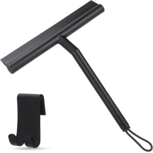 Shower Squeegee for Glass Doors: Silicone Squeegee with Hook for Bathroom Mirrors, Tiles, and Car Windows - Streak-Free Cleaning