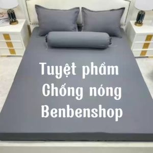 Bộ ga giường thun lạnh 4 món gồm ga bọc nệm vỏ gối nằm và vỏ ôm chất vải thun hàn quốc dày mịn mát Ben Ben benbenshop