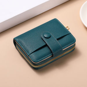 2025 New Womens Short Leather Wallet Card Holder Zipper Foldable Coin Purse Large Capacity Vintage Style Youth Fashion