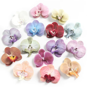 Artificial Butterfly Orchid Flower Head Wedding Party Home Flower Wall Background Decoration Silk Phalaenopsis Flowers DIY Headdress Floral Bouquet Gift Decor Simulation Flowers