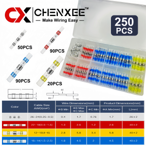 50-600 Chiếc Đầu Nối Dây Hàn Cách Nhiệt IP67 Chống Thấm Nước Cách Nhiệt Co Nhiệt Thiết Bị Đầu Cuối Vòng Hàn Điện Cho Dây Điện Áp Thấp