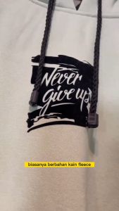 Sweater Hoodie Pria Distro Warna Hitam Tebal Series M-XXL Hodie Lelaki Hight Quality Local Brand Sweater Light Cream Oversize Motif Never Give Up Timbul Jumbo Murah Hoodies Oblong Korean Style Remaja Bts Hoddie Cowok Aesthetic Jumbo Termurah Cream