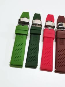 Silicone Straps 16mm 18mm 20mm 22mm 24mm for Seiko for Omega Rubber Watch Strap Quick Release Breathable Butterfly Buckle Band