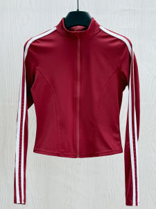 Spring 2025 Womens Yoga Jacket Stand Collar American Hot Girl Striped Color Block Fitness Top Quick Dry Versatile Long Sleeve