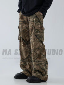 2025 New Camouflage Loose Leg Outdoor Work Pants American Rustic Design Large Pocket Casual Trousers for Men Youth Fashion