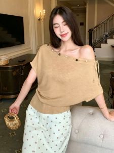 YUEZHONGWEI | French Asymmetric Design Sleeveless Ice Silk Slim Fit Knitwear
