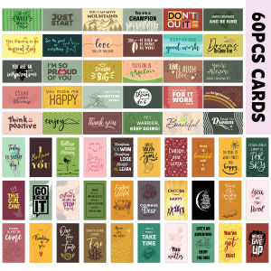 60pcs Uplifting Motivational Quote Cards English Inspirational Thank You Cards for Him Her Positive Affirmations Mini Gift Card