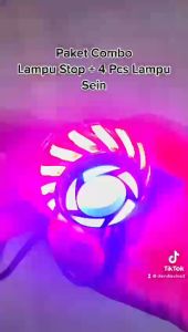 Paket Kombo Lampu Stop Rem Prijie + 4 Pcs Lampu Sen Jelly Kedip Flash Universal Semua Motor Beat Scoopy supra Mio satria Matic bebek