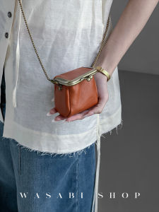 VibeRing Mini Clip-On Wallet Top Layer Cowhide Leather Coin Purse Trendy Korean Style Youth Spring Fashion Pure Color Womens Bag