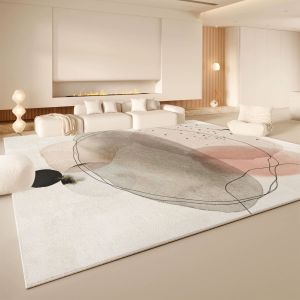 VIKAMA Beige Wavy Line Area Rug Washable Non Slip Living Room Carpet Minimalist Neutral Abstract Home Floor Decor Rug
