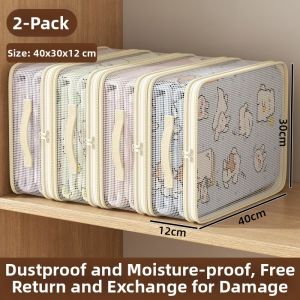 Dust-proof Four-compartment Clothes Storage Bag with Handle