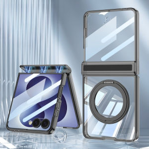 szhaiyu | Transparent Shockproof Phone Case for Samsung Galaxy Z Flip 8 for Magsafe Magnetic 360 Rotate Ring Holder Hinge Protection Cover