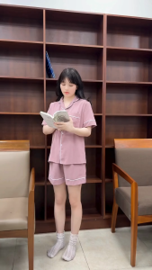 [ẢNH THẬT] Pijama lụa Mango màu hồng ruốc - Đồ ngủ nữ - Đồ mặc ở nhà