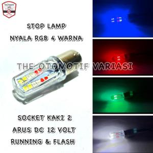 Lampu Stop Model Lancip Nyala 4 Warna Mode Running & Flash Arus Dc 12 volt Socket kaki 2 / Stop Rem