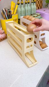 Large Capacity Automatic Egg Roller Household Four Tier Refrigerator Egg Storage Box Space Saving Kitchen Dedicated