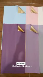 [5 LEMBAR] Flower Wrapping Paper Bi Color Gold Emas Cellophane Kertas Bunga Korea