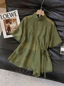 UYFY | Green Round Neck Short Sleeve Shirt Female Loose Slimming Versatile Rejuvenating