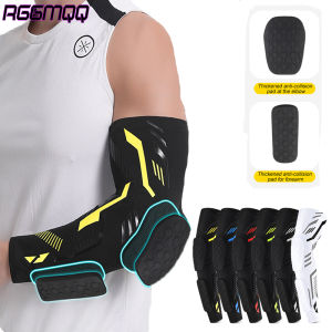1PC Compression Arm Sleeve with Elbow Pad – EVA CrashproofNon-Slip for Basketball SoccerBreathable Sports Support Youth Adult