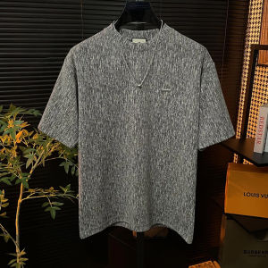 Summer Designer Rendered Color Block Fashion Short Sleeve Mens T-Shirt Breathable Casual High-End Feel round Neck Half Sleeve