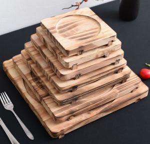 Bàn Chải Đá Hình Vuông Cách Nhiệt Bằng Gỗ Đế Chảo Gốm Phong Cách Hàn Quốc Dùng Để Đựng Cơm Trộn Trong Nhà Hàng