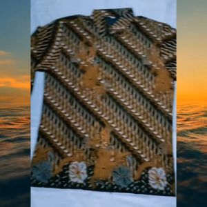 Baju batik pria dewasa kemeja lengan pendek katun prima halus full furing batik wisanggeni solo motif prang coklat