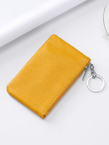 กระเป๋าใส่เหรียญหนังแท้บางเฉียบสำหรับผู้ชายและผู้หญิง กระเป๋าใส่เหรียญแบบพกพาขนาดเล็กพร้อมช่องใส่เหรียญและบัตรรถเมล์ กระเป๋าหนังวัวนิ่ม