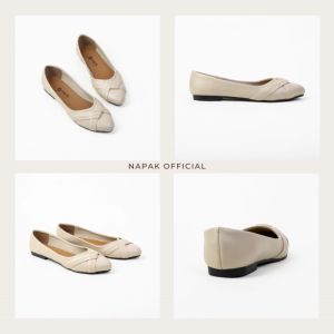 Napak Footwear Sepatu Slip On Wanita KrimaCharm Casual Formal Synthetic Cream