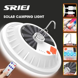 SRIEI 400W 200W Rechargeable LED Bulb Lamp Solar Charge 120 Beads Emergency Night Portable Emergency Light Outdoor Remote Control Night Market Light Outdoor Camping Lampu Pasar Malam